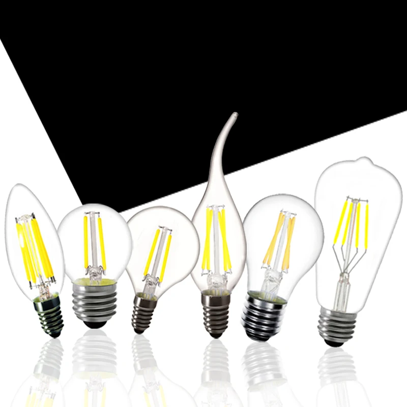 

E14/E27/B22 LED Light Bulb 2W 4W 6W 8W Dimmable Frosted Candle Flame Lamp ST64 A60 C35 G45 Warm white decoration lights