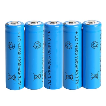 

5PCS 14500 Battery AA 1300mAh 3.7V Rechargeable lithium Li-ion batteries for flashlight mouse