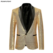 Осенний мужской костюм большого размера, блейзер на одной пуговице, вечерние куртки с блестками, повседневный танцевальный костюм с пайетками