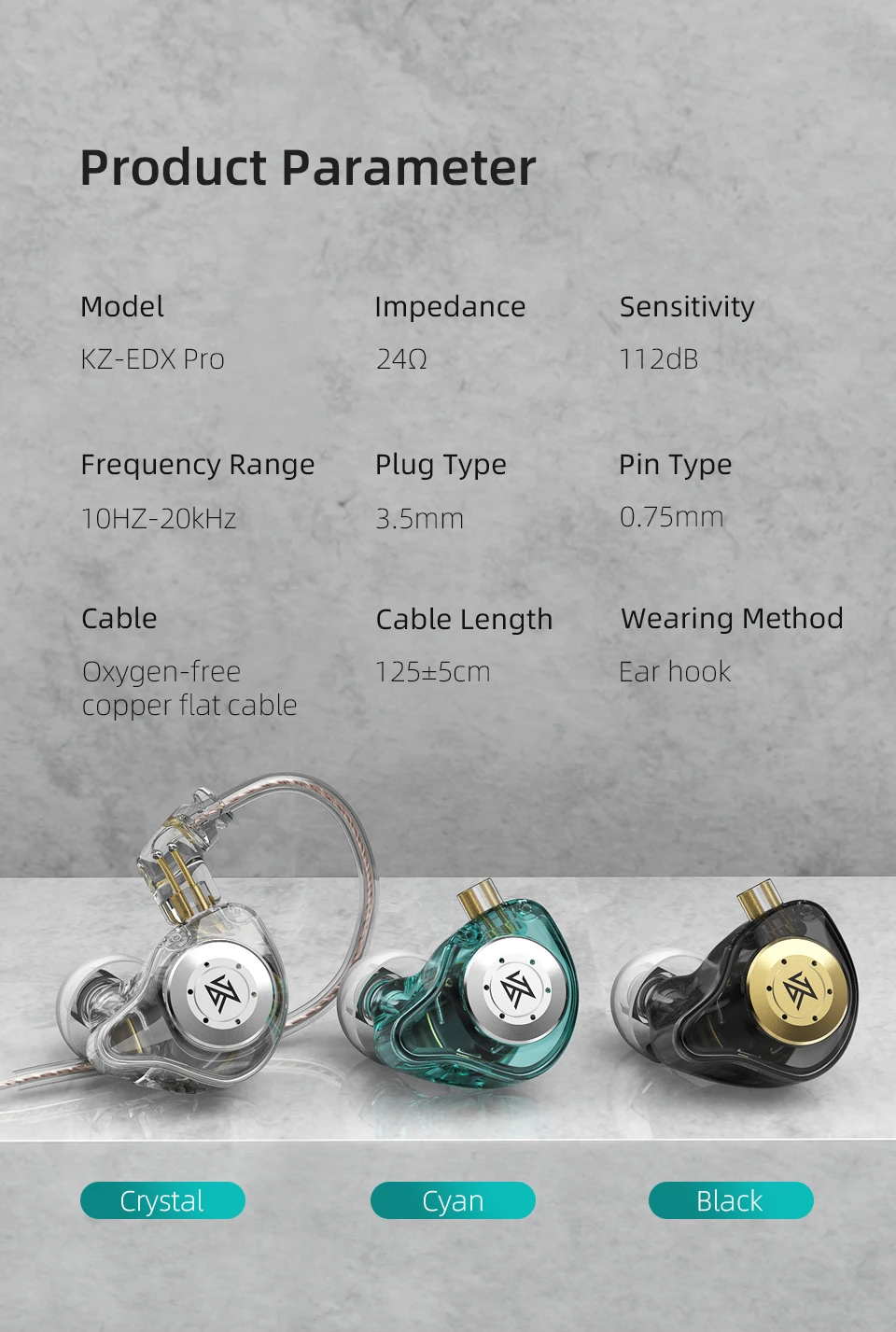 KZ EDX Pro Earphones Dynamic In Ear Monitor HiFi Wired Headphones Bass Stereo Game Music Earplugs Noice Cancelling Headset