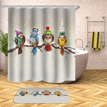 

3D printing shower curtain cartoon animal polyester fiber shower curtain bathroom curtain for home decoration