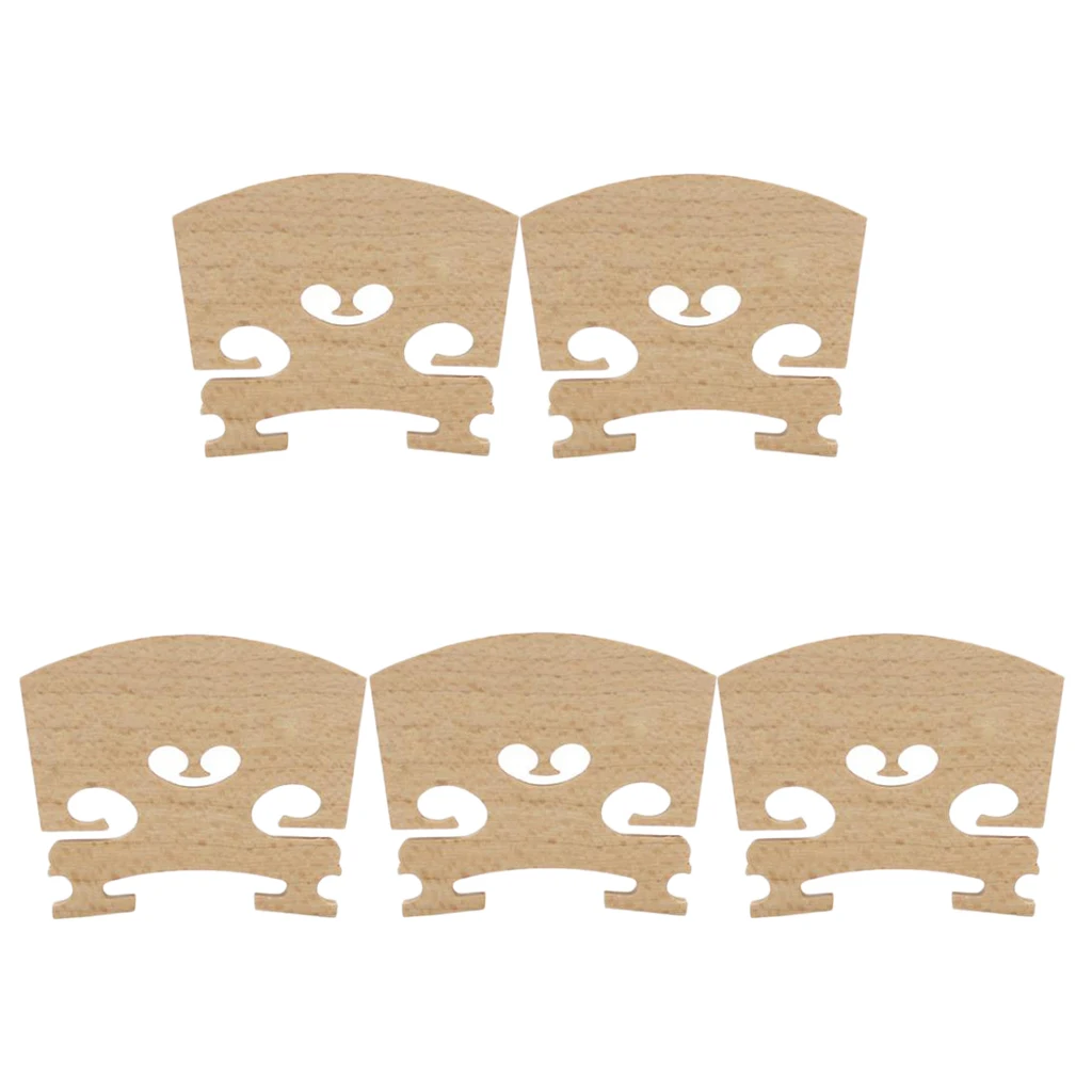5 Pieces Violin Bridge 4/4 Size for Acoustic Violin Replacement Maple Wood