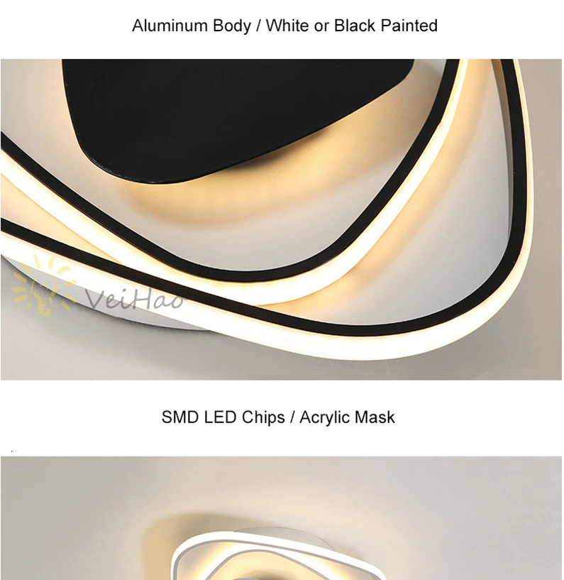 Треугольный черный/белый современный светодиодный светильник, люстра для гостиной, кабинета, спальни, кухни, украшение для помещений, Потолочная люстра, освещение