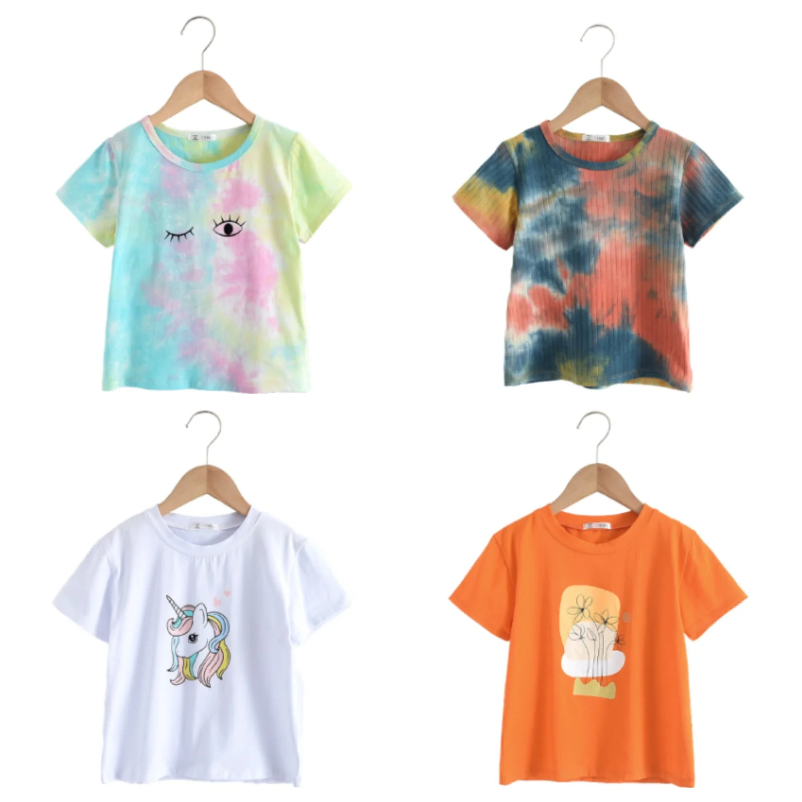 

Baby 2020 Girl Summer Tshirt Tie-dye Baby T-shirt Cartoon Kids Short Sleeve Shirt Girls Boy Clothing Cotton Girls T Shirt 2-6T