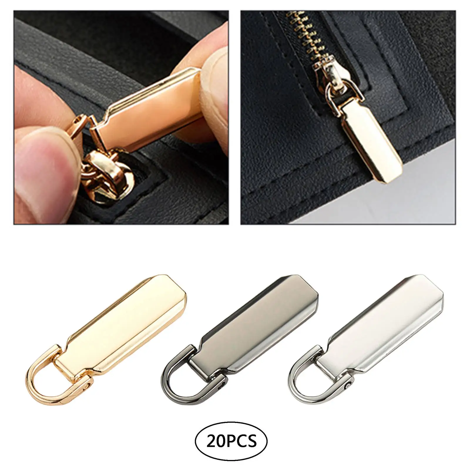 16pcs Mini Zip Fixer Replacement Zipper Tags For Clothes Bags Universal