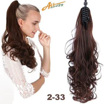 

Allaosify Synthetic Women Claw on Ponytail Clip In Pony Tail Hair Extensions Hairpiece Black Brown Blonde Curly Ponytail Fake