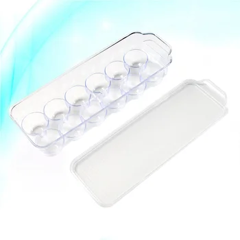 

12 Egg Tray Holder with Lid Transparent Plastic Refrigerator Eggs Storage Container (32.7x11.5x8cm)