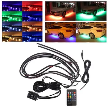 

1Set RGB LED Strip Under Car Tube Underglow Underbody Glow System Neon Light Remote