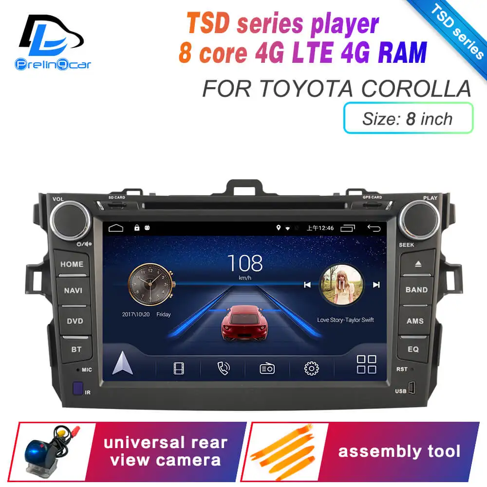 Ips сенсорный экран DSP Android 9,0 2 DIN 4g Lte радио для TOYOTA AURIS Altis COROLLA 2012 2013 gps dvd-плеер стерео навигация - Цвет: TSD player corolla