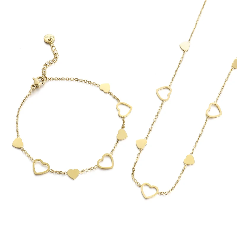 Kalen Classic Art Hollow Heart Shape Pendant Jewelry Sets For Women Necklaces Bracelet | Украшения и аксессуары
