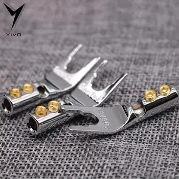 

4pcs/8pcs XSSH copper plating rhodium welding U Y Spade banana Plug Male Audio Plug Speaker power amplifier connector