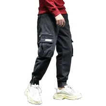 Новая мода хип-хоп шаровары джоггеры брюки уличная Мужская карго Брюки с множеством карманов Хлопок Свободные мешковатые брюки мужская одежда