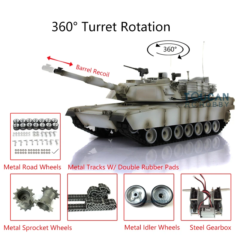 Heng Long 1/16 Snow TK 6 0 S Abrams RC Tank 3918 360 револьверная отдача ствола металлический трек TH12975 |