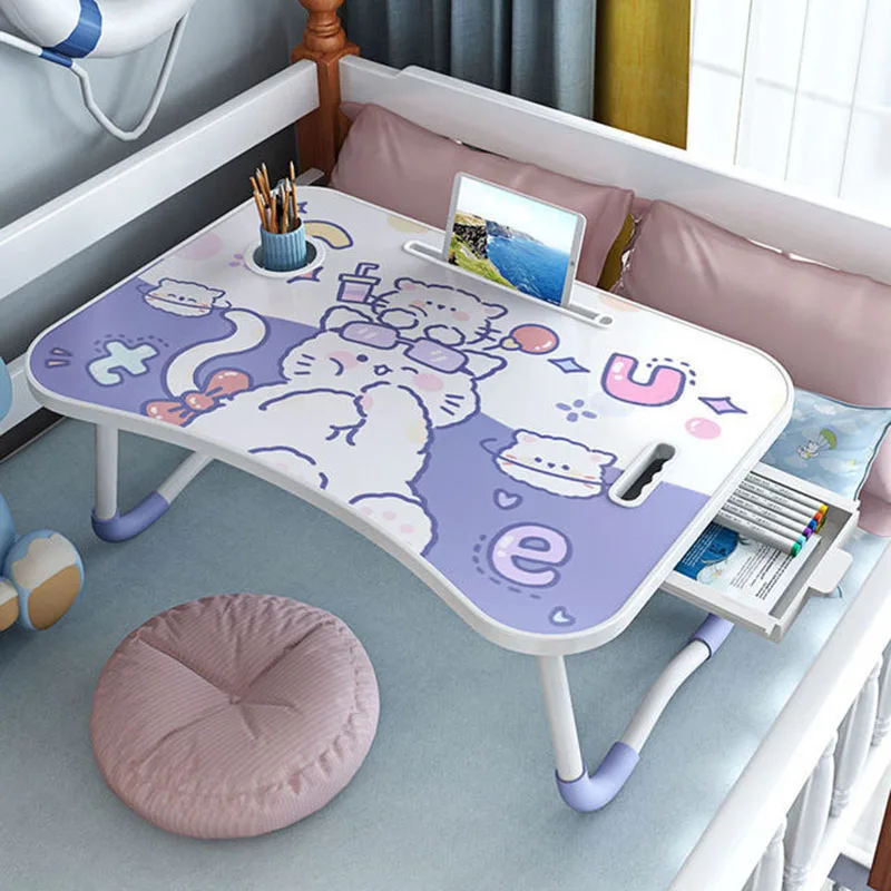 Bed laptop desk bedroom sitting student dormitory study desk simple foldable lazy small table kids desk table children desk images - 6