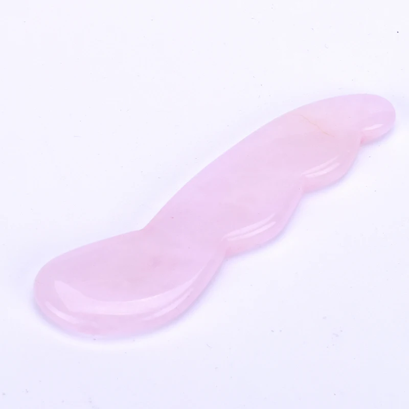 Small Worm Scraper Rose Quartz Chinese Traditional Guasha Jade Board (4)