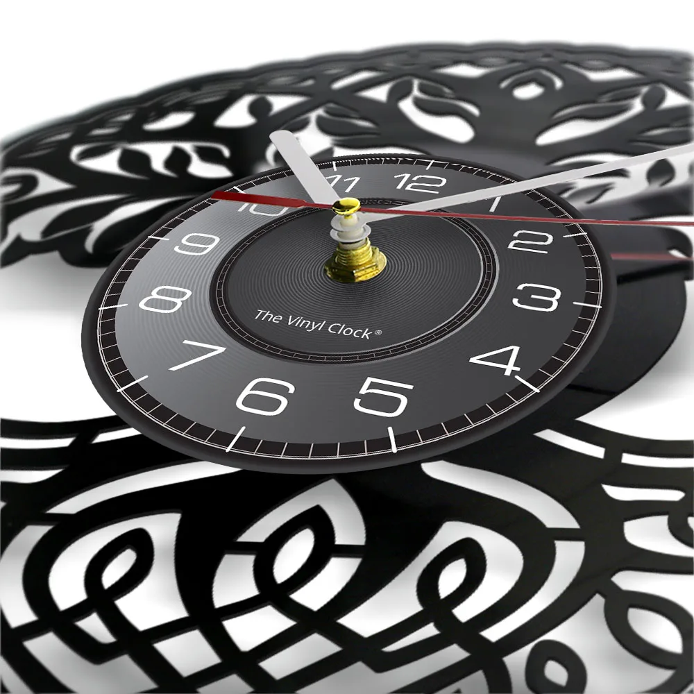 Horloge Murale Arbre De Vie En Vinyle Recyclé - 30.5 Cm - Mouvement Silencieux - Déco Bohème - 10
