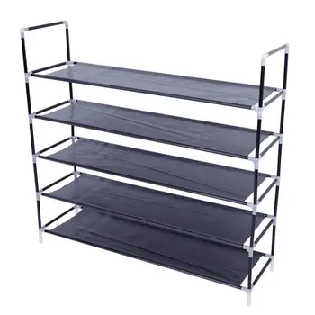 

Simple Assembly 5 Tiers Non-woven Fabric Shoe Rack with Handle Shoes Shelf Stretcher Organizer Shoe Holder