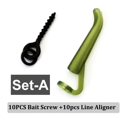 Set-A 20PCS Carp Fishing Accessories Carp Boilies Bait Screw Hook Line Aligner Micro Ring Swivel Fishing Tackle for Hair Chod Rig Make - Цвет: Set-A