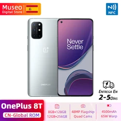 Глобальная ROM OnePlus 8 T 8 T Смартфон Snapdragon 865 8 Гб 128 ГБ 6,55 ''120 Гц жидкокристаллический дисплей 48MP Quad Cams 65W зарядка NFC