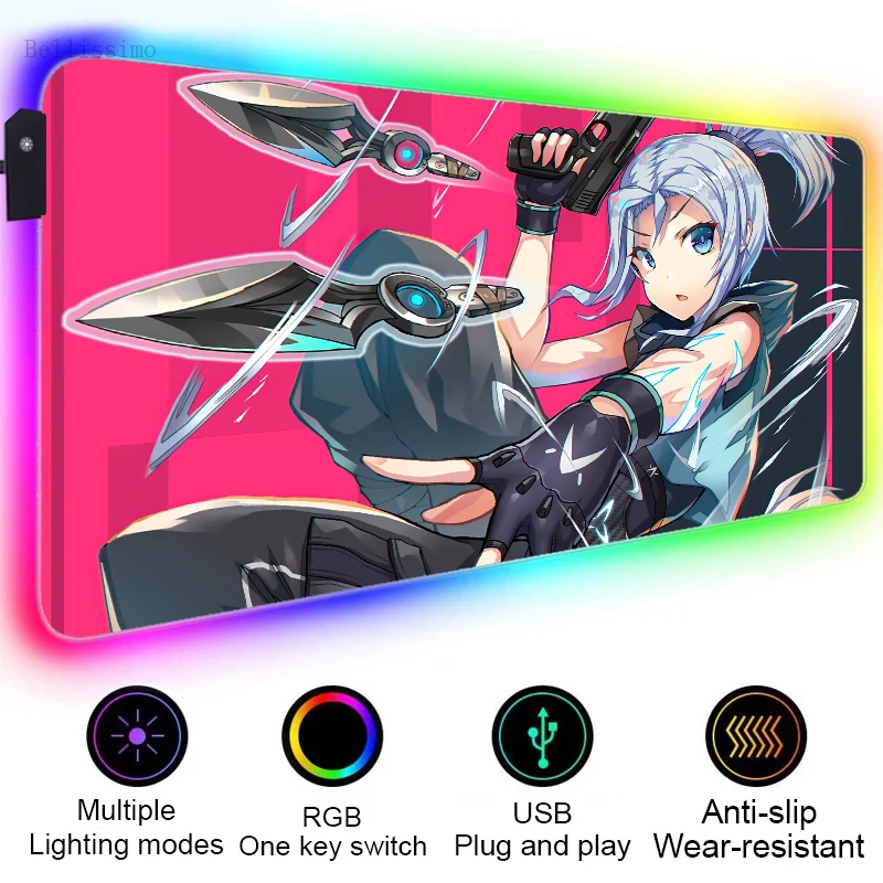 Anime Mouse Pad 900x400 Rgb Mousepad Gaming Computer Desk Backlit Mat Valorant Mouse Mats Xxl Gamer Keyboard Mause Pad Desk Mat