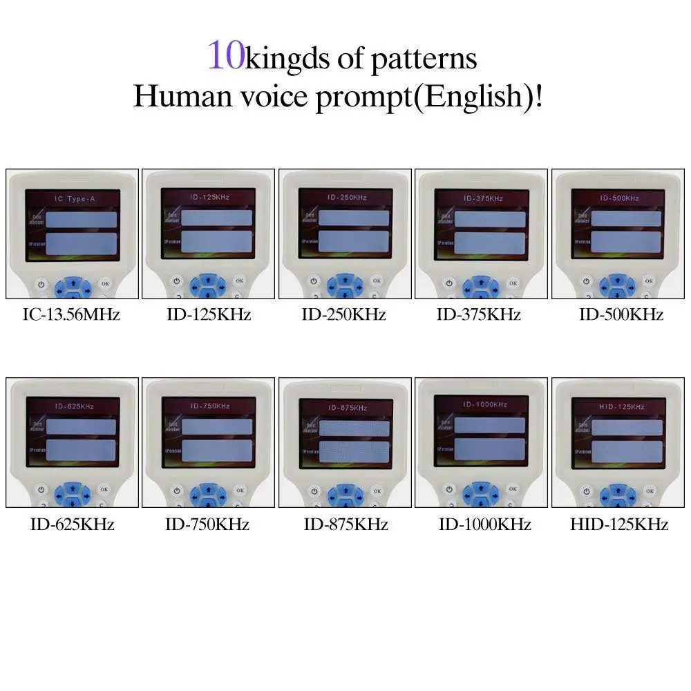 RFID карточка копировальный считыватель писатель Дубликатор английский 10 Частота программист ID IC карты+ 5 шт. ID карты и брелок+ 5 шт. UID карты