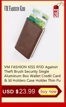 VM Модный кожаный бумажник KISS Crazy Horse RFID для безопасности, минималистичный кошелек, алюминиевая коробка, кошелек, бизнес кредитный ID держатель для карт, кошельки