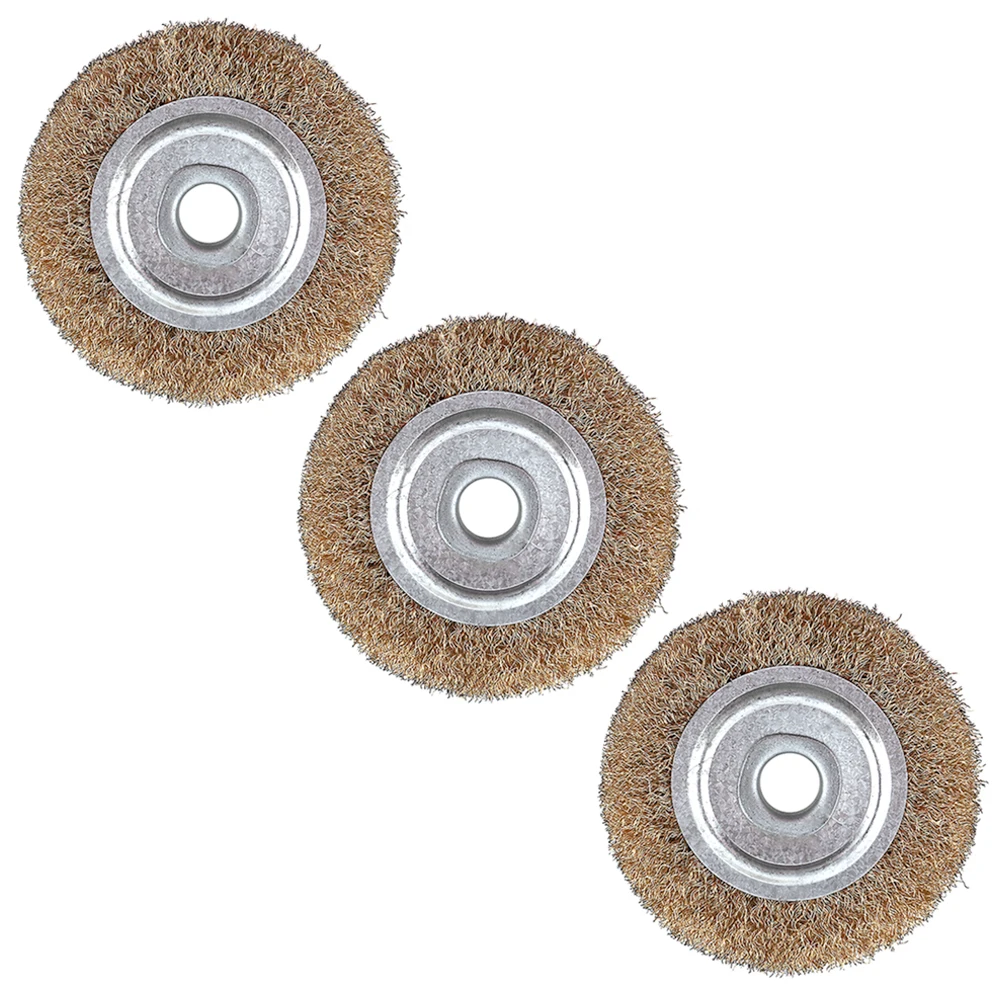3pcs 100mm Coppering Steel Wire Polishing Brush Wheels Set with 16mm