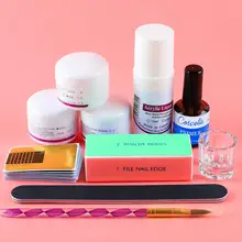 Акриловый Набор для нейл-арта, маникюрный набор, кисть для нейл-арта, набор инструментов для начинающих, накладные кончики, Хрустальная пудра, акриловая ручка