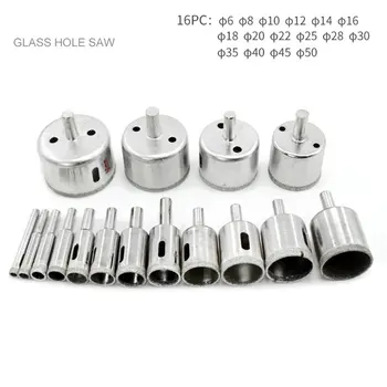 

16Pcs Emery Reusable Durable And Wear Resistant Glass Hole Opener Tile Ceramic Glass Reaming Polishing Bead Round Tool Bit Set