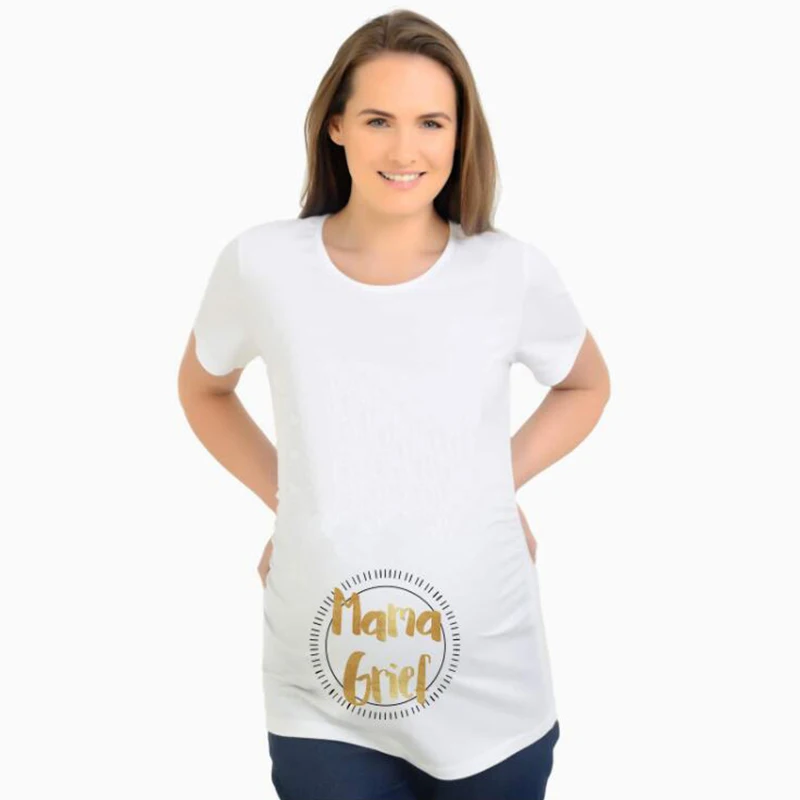 Mama Gift Рождественская Футболка для беременных новая одежда для беременных Одежда с буквенным принтом для беременных Модная хлопковая одежда для беременных - Цвет: Mama Gift