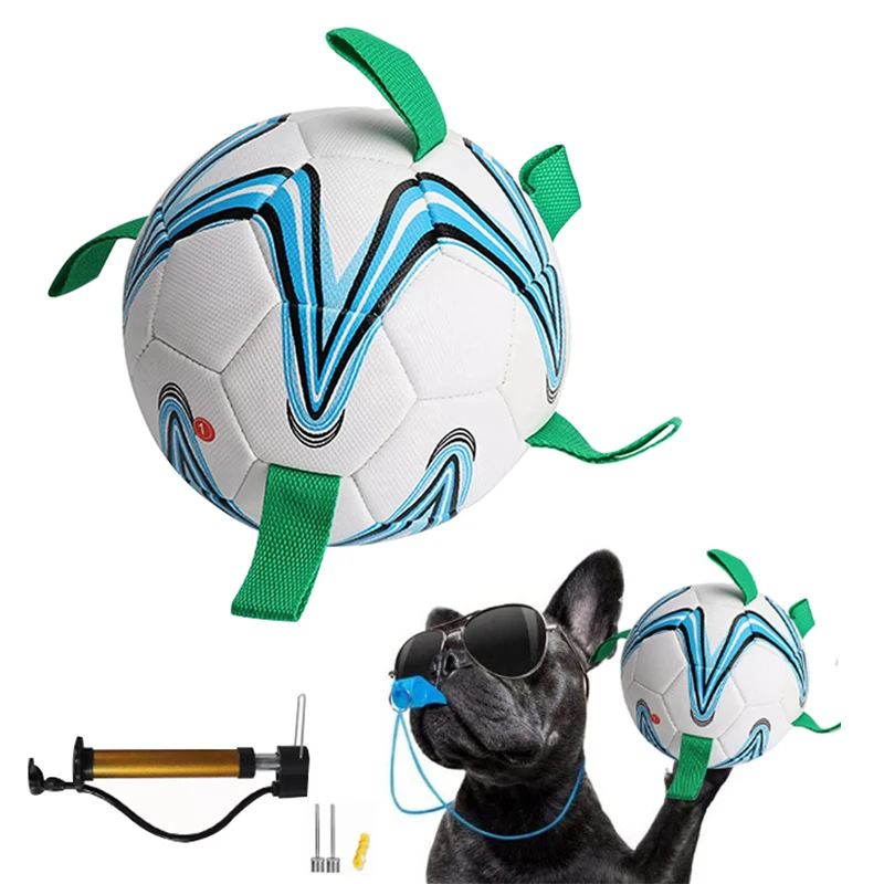 Dog Toys Interactive Pet Soccer Ball With Grab Tabs Durable Dog Tug
