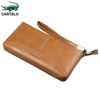 

CARTELO Men's wallet business casual large-capacity clutch bag soft oil wax leather multi-card mobile phone bag