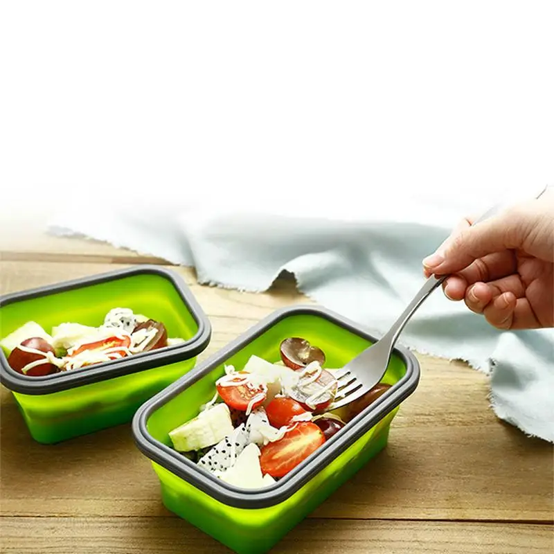 

Silicone Collapsible Lunchbox Folding Bento Box Tableware Food Container Microwave Portable Preservation Folding Lunch Box
