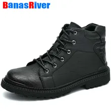Новые уличные кожаные мужские ботинки плюшевые сохраняющие тепло высокие ботинки уличные повседневные зимние осенние мотоциклетные удобные кроссовки
