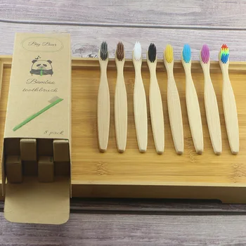 

Bamboo Toothbrush 8 Set Doll round Tail Biodegradable Bamboo Toothbrush Soft Bristle Bamboo Charcoal Environmentally Friendly To