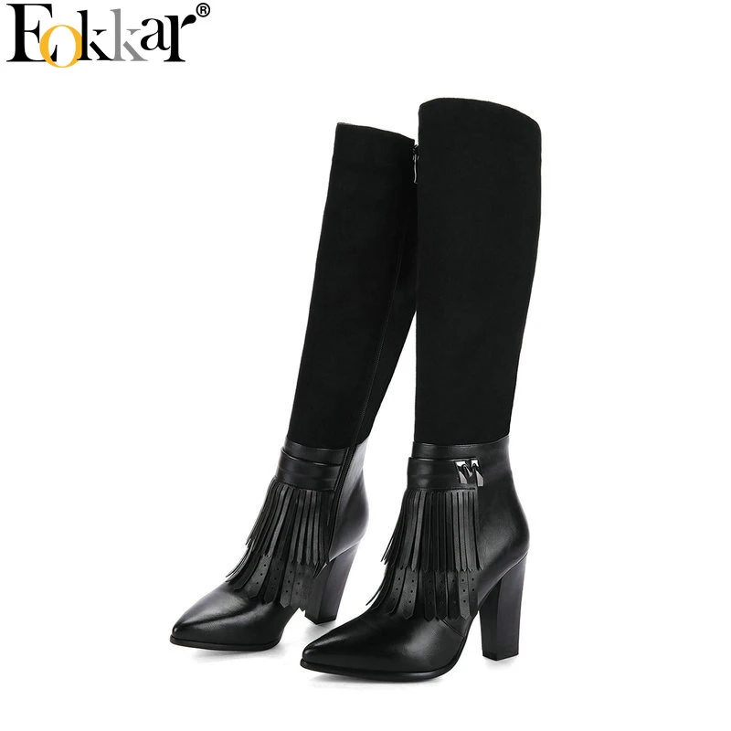 womens wide calf fringe boots