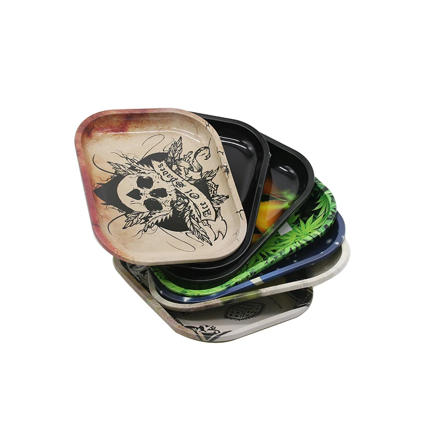 

EKJ Professional Products High Quality Custom Logo Metal Weed Raw Herb Tobacco Joint Smoke Paper Rolling Tray