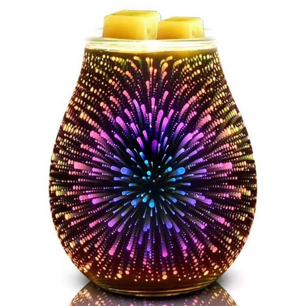

Home Diffuser Candle Warmer Glass Tart Burner 3D 7Color Effect Night Light Wax Melt Warme Aroma Decorative Lamp for Gifts & Deco