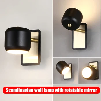 

For Bedroom Reading Wall Lamp Led Home Decor Rotatable Head Adjustable Corridor Nordic Iron Art Bedside Mirror Mount Warm Light