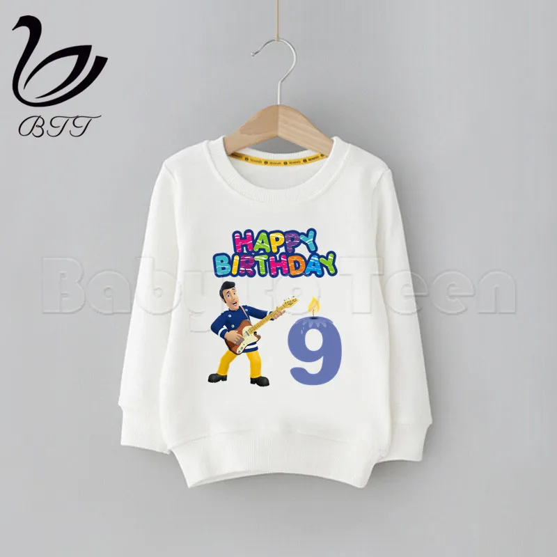 Happy Birthday Hoodies Cartoon Fireman Sam Sweatshirts Cartoon Sweatshirts Children Cute Sweatshirts Baby Birthday Present - Цвет: I