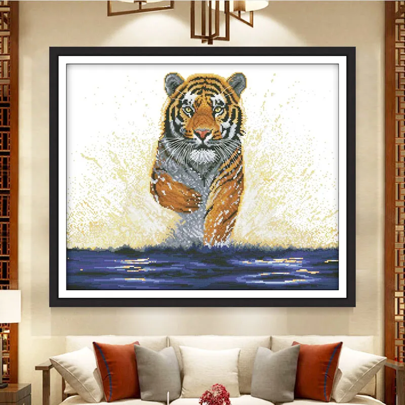 

Joy Sunday The return of the tiger Cross Stitch Set small Animals Counted DIY 14CT 11CT Cross-stitch Kits Embroidery Needlework