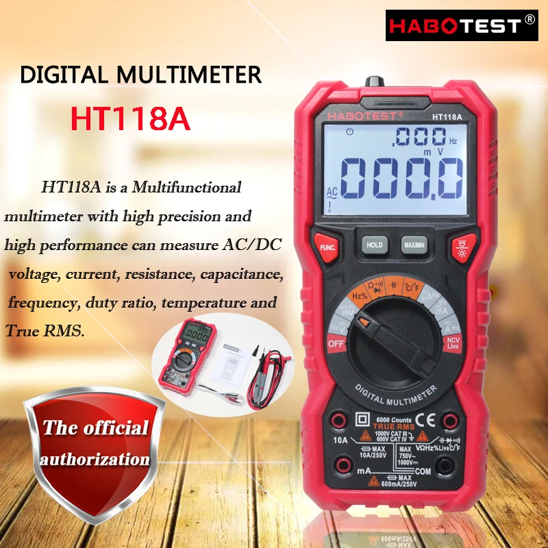 HABOTEST HT118A/HT118C/HT118D Цифровой мультиметр; true RMS Высокоточный интеллектуальный цифровой дисплей мультиметр/рабочий свет