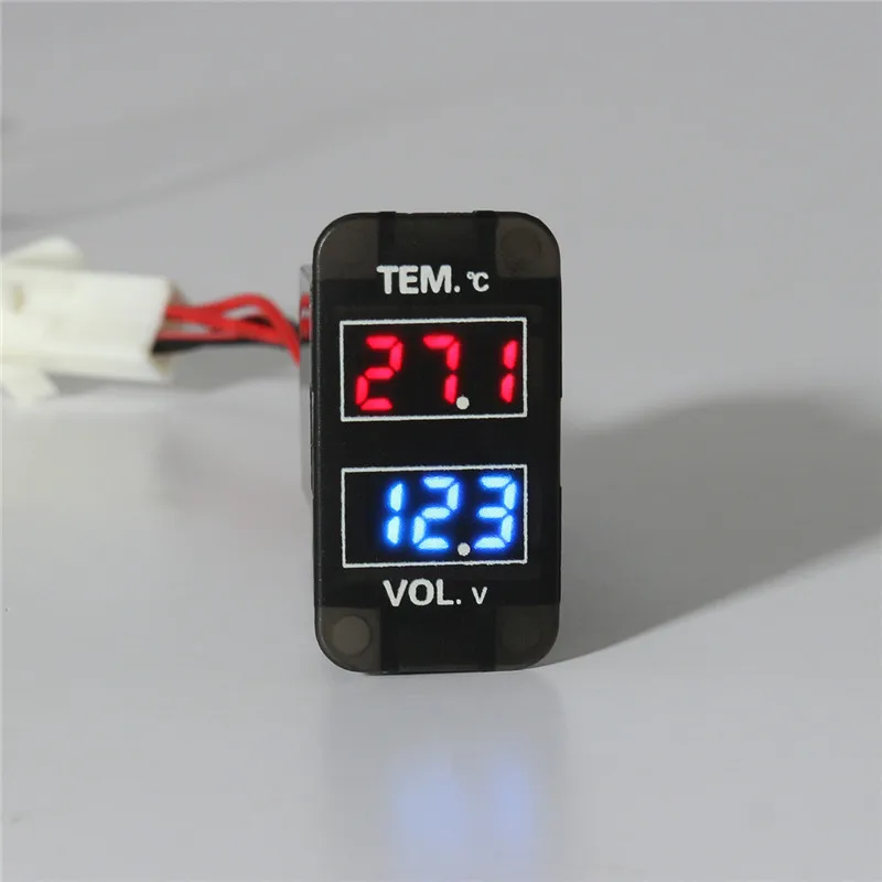 030v Led Dual Voltmeter Temperature Gauge 2 In 1 Dc Voltage Temp Meter