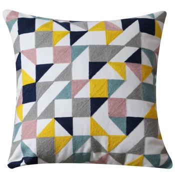 

Colorful Geometric Triangle Stitch Kits for Embroidery Yarn Pillow Home Decorative Cushion Cover Rectangle Throw Pillow Slip
