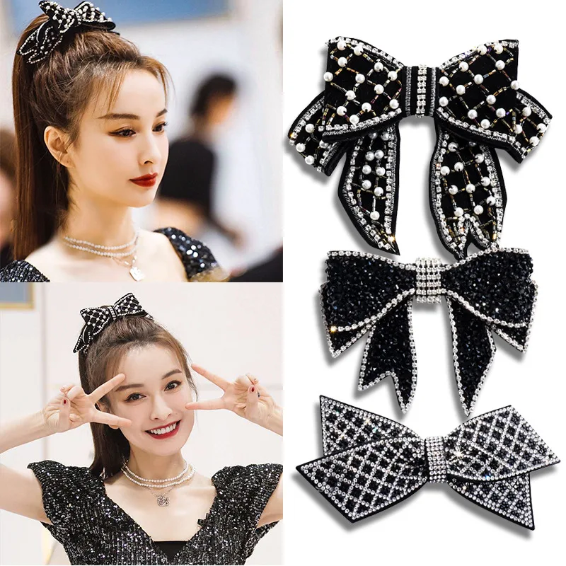 

High Quality Luxury Retro Hairpins Fashion Bowknot Shiny Hair Clips Women Girls Barrettes Hair Ornaments Accessories Headdress