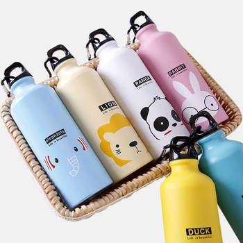 

500ml Bicycle Sports Outdoor My Water Bottle Stainless steel Cute Animal Pattern Portable Mountaineering Kettle with buckle