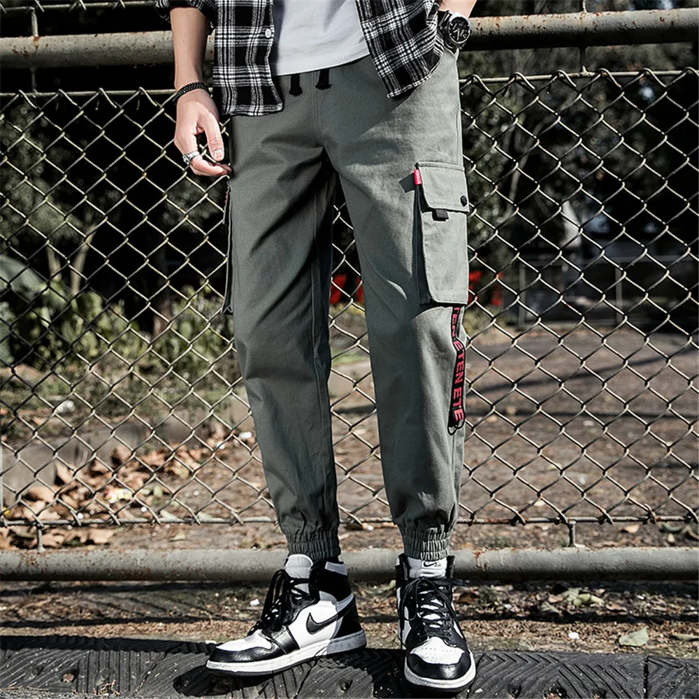 Gray WWKK новые мужские спортивные свободные боковые карманы Карго шаровары мужские s повседневные Jogger уличная хип хоп модные уличные брюки мужские - Цвет: Gray
