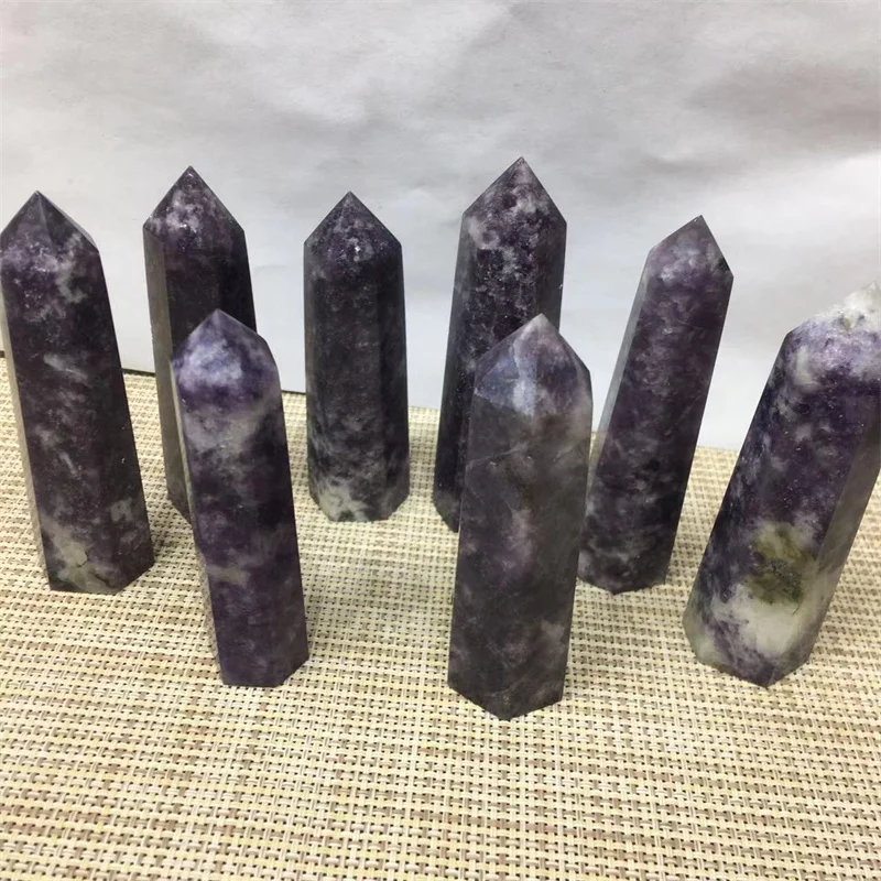 

Lepidolite Wand Point Natural Stones Quartz Crystal Gemstones Reiki Healing Home Decoration