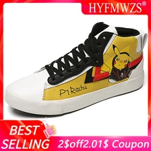 HYFMWZS/кроссовки с рисунками из мультфильмов; мужская повседневная обувь с высоким берцем; модная прогулочная обувь с Пикачу; резиновая подошва; Zapatos De Hombre; размеры 39-44
