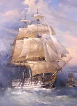  5D DIY Diamond Painting Ship Sailboat Corss Stitch Kit Full Drill Round Embroidery Mosaic Art Picture of Rhinestones Decor Gift 